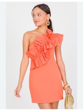 DO+BE Bright Orange Ruffle Mini Dress